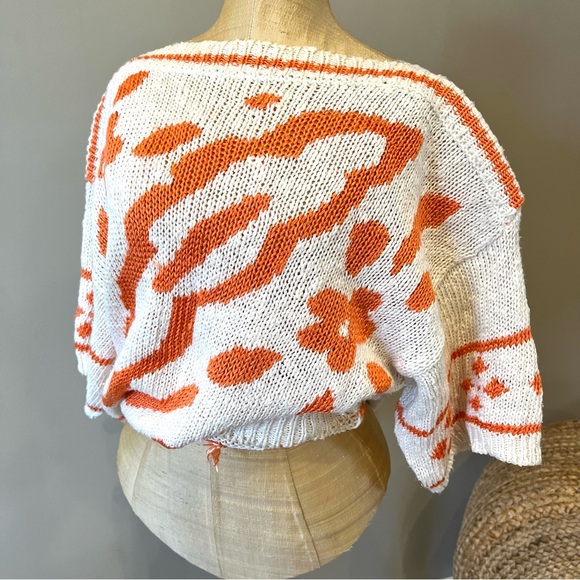 Chaus Sweaters - 2 Vintage 80s Chunky Pullover Sweater M/L Shapes Colorblock Short Sleeve